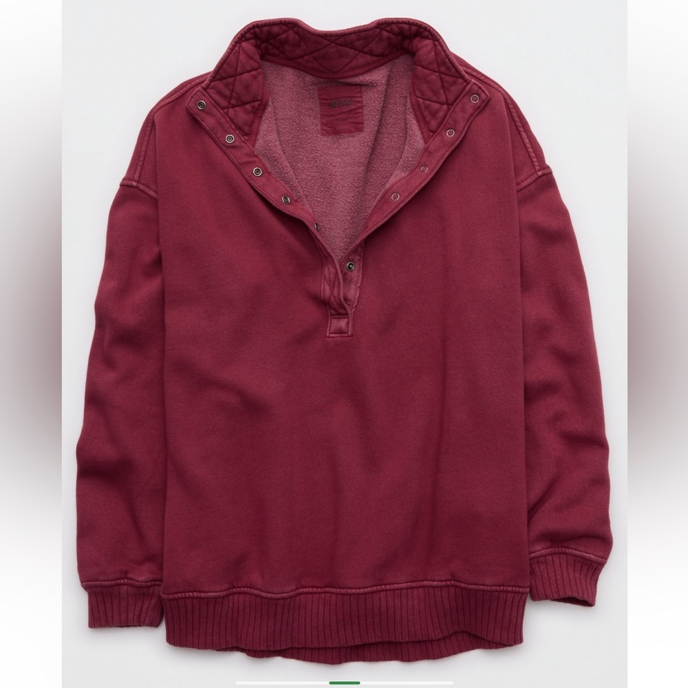 Aerie EUC Oh Snap! Sweatshirt Size Medium in Deep Cherry - Picture 4 of 15